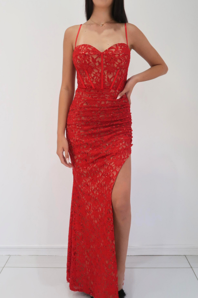 The Gabi Red Lace Dress